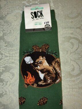 NWT Sock It To Me Stretch-It Knee High Socks S'more Squirrel Pine Cone Wide Calf